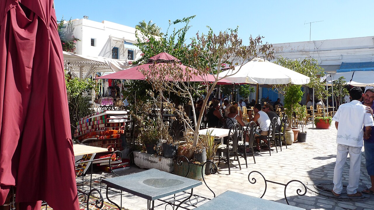 Houmt Souk in Djerba — café terrace in the medina