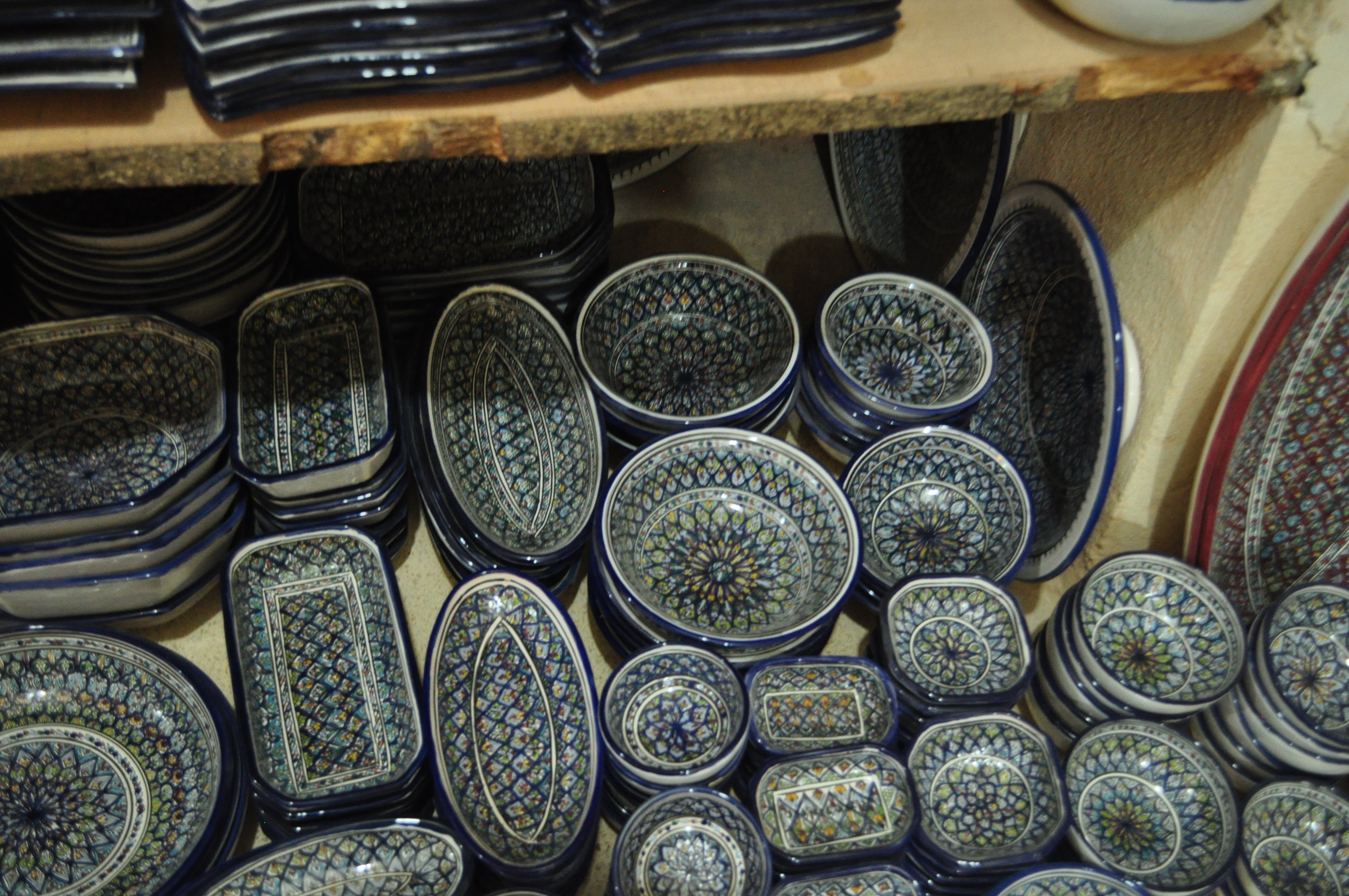 Traditional pottery from Guellala in Djerba — jars and amphorae in hand-painted ceramic